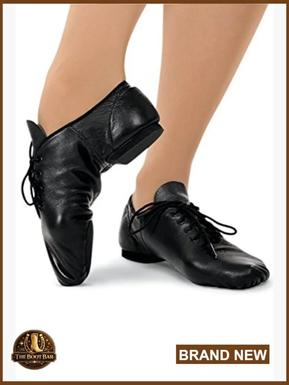 Women's Leather Jazz Oxford Dance Shoes Lace-Up Split Sole Padded